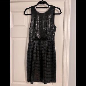 BCBGMAXAZRIA black sequin mini dress with back cutout